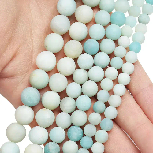 Амазонит Матовые бусины 4/6/8/10/12 мм, на нитке 38 см