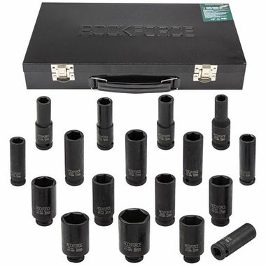 Набор головок ударных 1/2'', 6гр. 17пр.(10,12-19,21,22,24,27,30,32,34,36мм),в метал кейсе RockForce##Rock FORCE RF-4172-5MPB