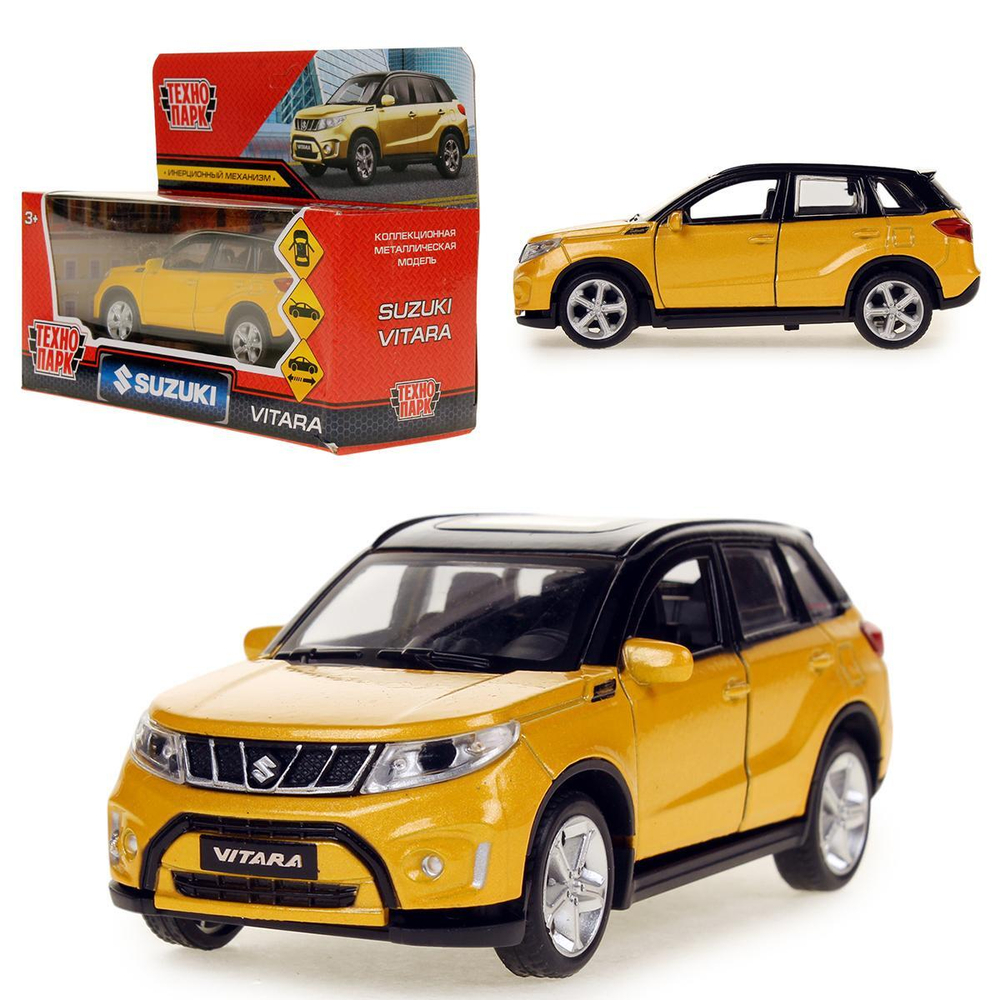 Модель ин. мет. "Suzuki Vitara S 2015" 12см, двери, багаж, золотой, коробка VITARA-12-GDBK (Технопарк)