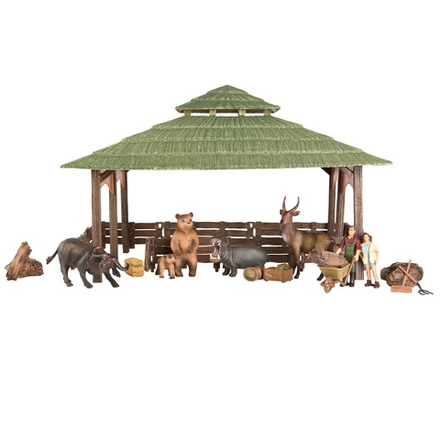 Набор фигурок животных cерии "На ферме": ферма, бегемот, буйвол, медведи, антилопа, фермеры, инвентарь - 21 предмет