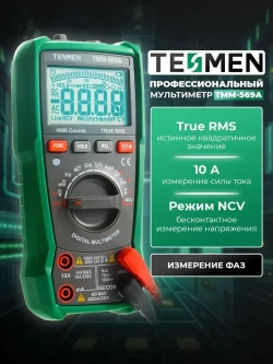 Мультиметр цифровой с прозвонкой TESMEN TMM-569A 4000 отсчетов 2 защитных предохранителя