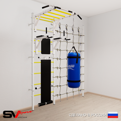 Шведская стенка Sv Sport 52410 (Турник рукоход/Брусья/Скамья/Цепь/Мешок 15кг/Канатный лаз)