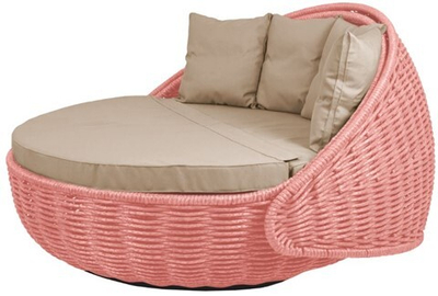 Круглый шезлонг Диван-кровать Nestbed (светло-розовый, подушка светло-серая)