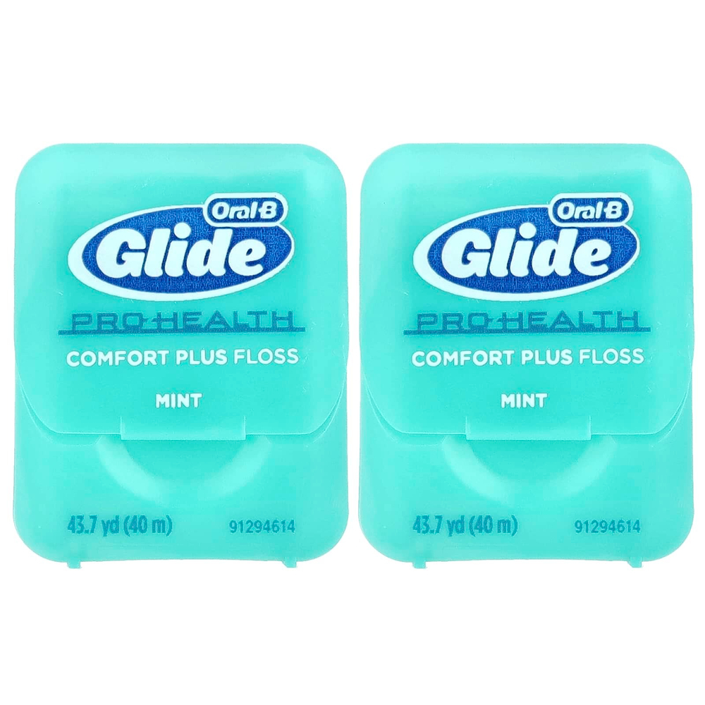 Oral-B, Glide, Pro-Health, нить Comfort Plus, мята, 2 упаковки, 43,7 ярда (40 м) каждый