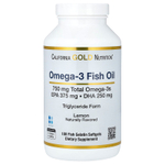 California Gold Nutrition, норвежский рыбий жир с омега 3, с ЭПК и ДГК, натуральный лимонный вкус, 180 капсул