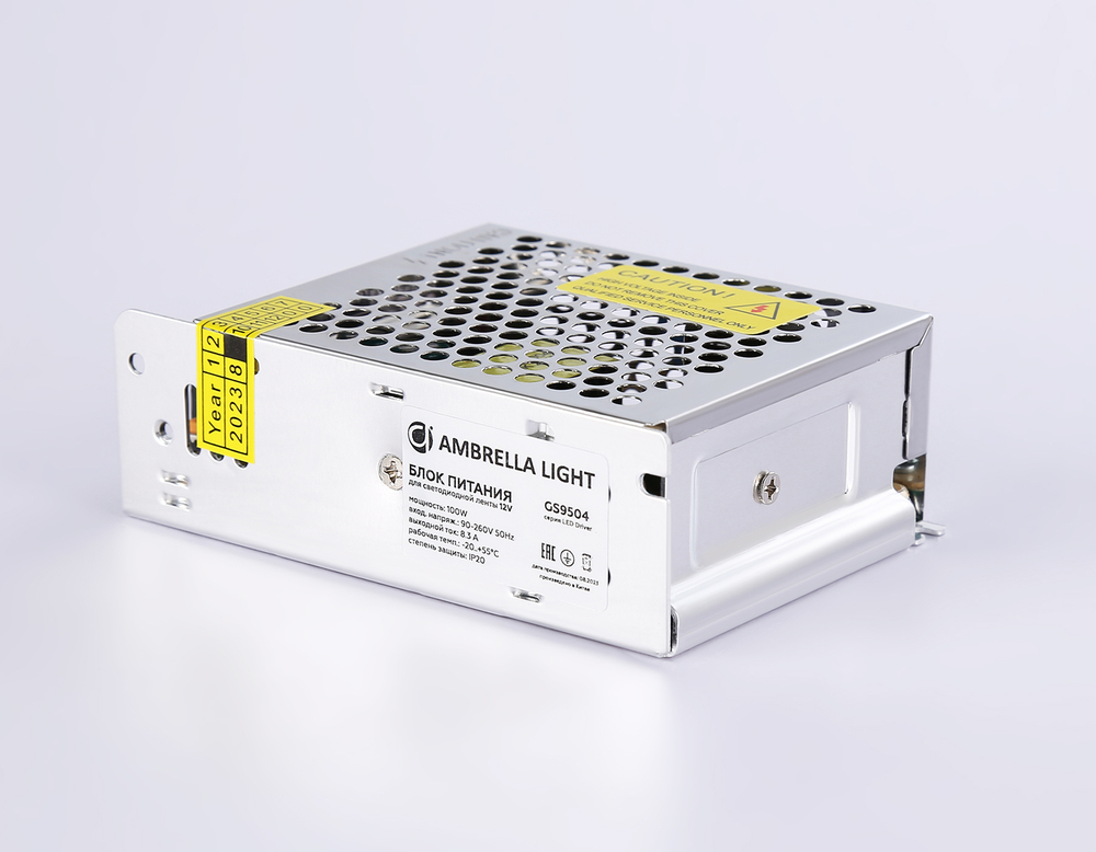 Блок питания для светодиодной ленты 12V 100W 8.3A IP20 90-260V 110*78*37 GS9504