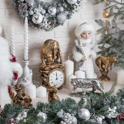 Крадущийся тигр (скульптура) Айс Античное серебро