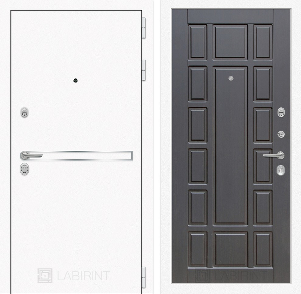 Входная металлическая дверь Лабиринт Лайн Вайт (Line White) 12 Венге (Белые входные двери)