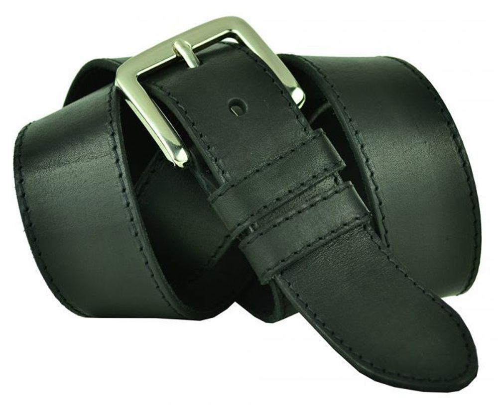 Ремень мужской чёрный джинсовый 40 мм из цельной натуральной кожи 40SVAR-007