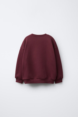 ZARA ТОЛСТОВКА С ПРИНТОМ «ЭЛЬФЫ», ГРАНАТОВЫЙ