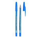 Набор синих масляных шариковых ручек 50 штук, MC-Basir, синий полупрозрачный корпус серия "Rbow", наконечник 0.7 мм, неавтоматическая многоразовая, игольчатый стержень для письма