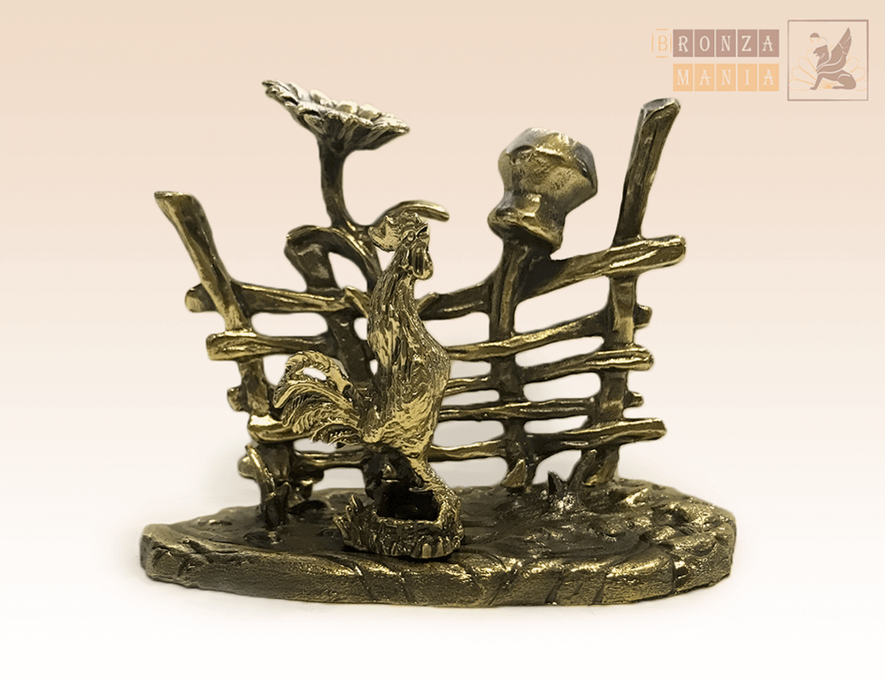 фигурка Петух с плетнем (визитница)