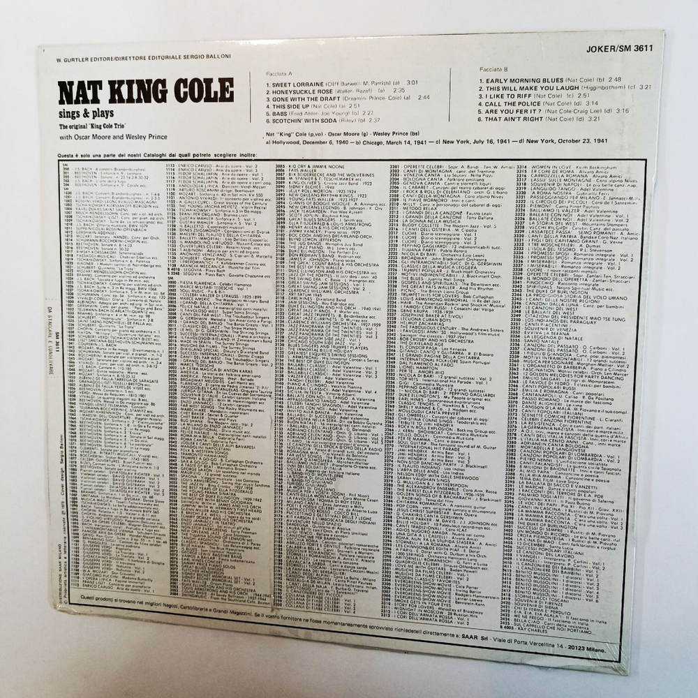 Винтажная виниловая пластинка LP The King Cole Trio Sings & Plays (Sealed) (Italy 1974)