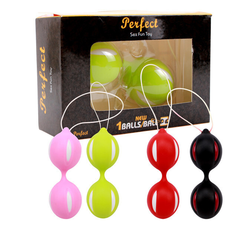 Вагинальные шарики со смещенным центром тяжести Exquisite Balls (Цвет: красный с белым)