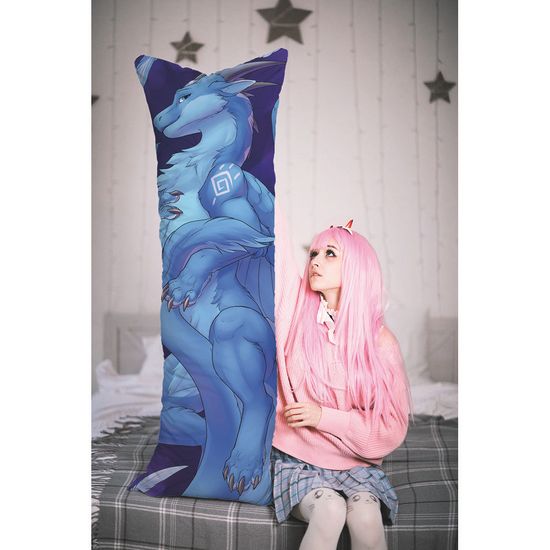 Дакимакура фурри Дракон синий арт. 1278