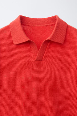 ZARA ПОЛО ИЗ ТКАНИ ПИКЕ, КОРАЛЛОВО-КРАСНЫЙ