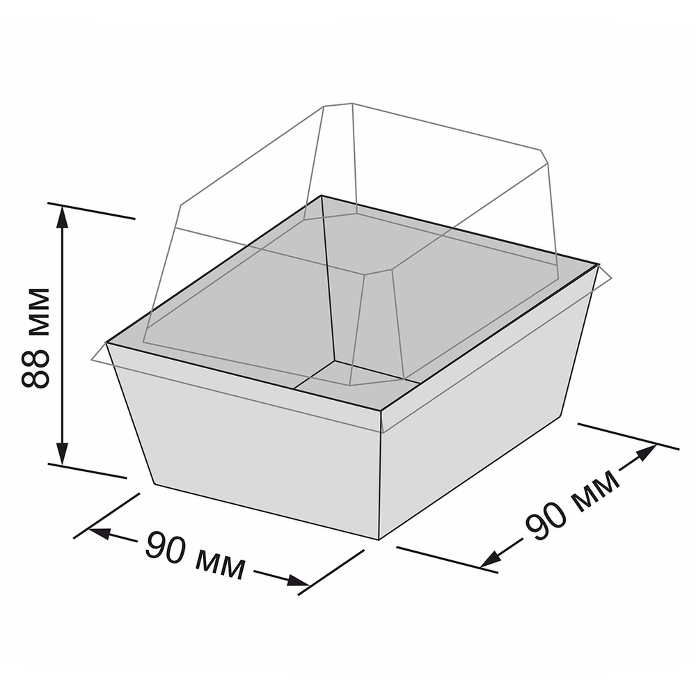 Контейнер бумажный Ant Box Kraft с крышкой 350 мл 9- 9 (90x90x80) 1/750