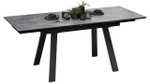 Стол кухонный обеденный раздвижной Черный муар/Керамика матовая серый мрамор 140(200)х85х76 см