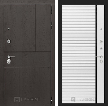 Входная металлическая  дверь в квартиру Лабиринт Urban (Урбан) 22 Белый софт (белый матовый, без текстуры) 3 Контура