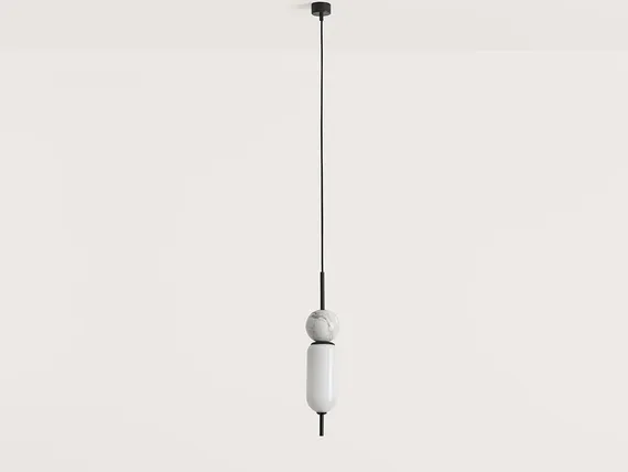 Подвесной светильник Anet, черный металл, белый мрамор