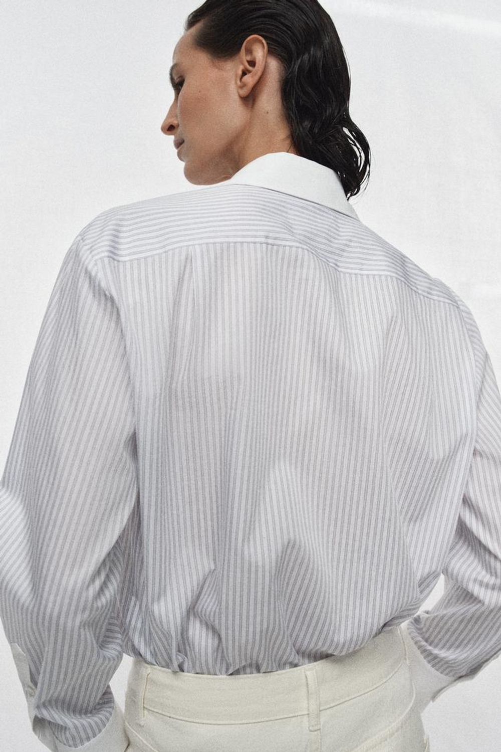 ZARA РУБАШКА В ПОЛОСКУ С КОНТРАСТНЫМ ВОРОТНИКОМ — ZW COLLECTION, ПОЛОСКИ