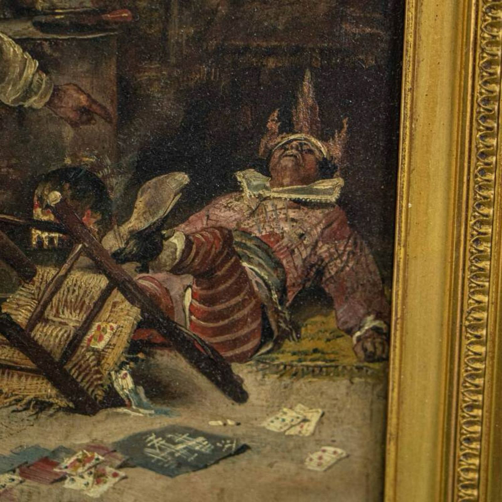 Винтаж: Антикварная картина «Игроки»