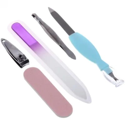 Набор для маникюра в чехле 5шт «Manicure set», цвет микс, (три пилки, кусачки и пинцет), 22*6см