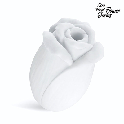 Белый нереалистичный мастурбатор в форме бутона цветка White Rose (Цвет: белый)