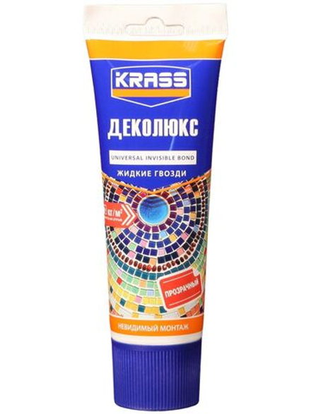KRASS Клей Жидкие гвозди для ремонтых работ Невидимый монтаж ПРОЗРАЧНЫЙ 250мл ДЕКОЛЮКС (LAKRA)
