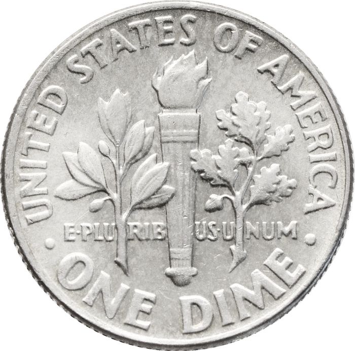 1 дайм (10 центов) 1964 США "Silver Roosevelt Dime"