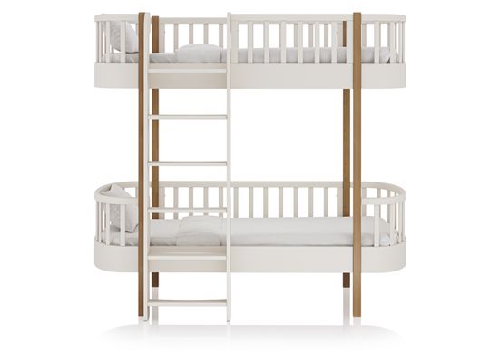 Кровать двухъярусная Classic фронтальная лестница (молочный)
