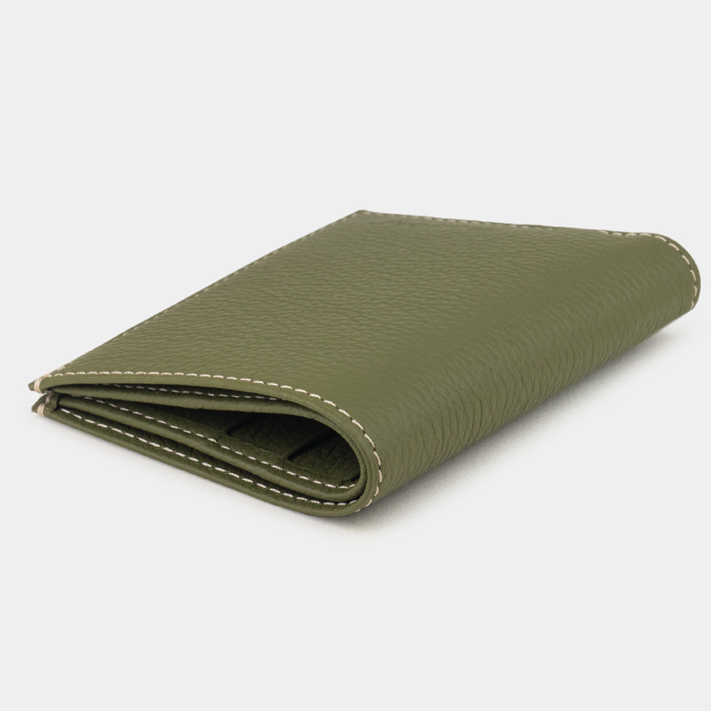 Портмоне мужское из натуральной кожи теленка, зеленого цвета