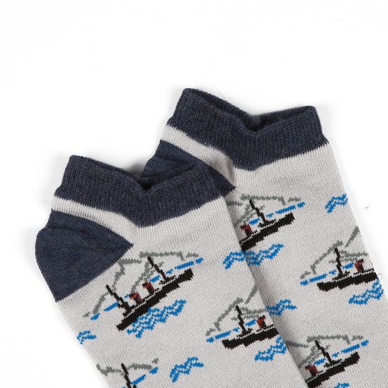 Носки ЗАПОРОЖЕЦ Корабль короткие Серый/Синий