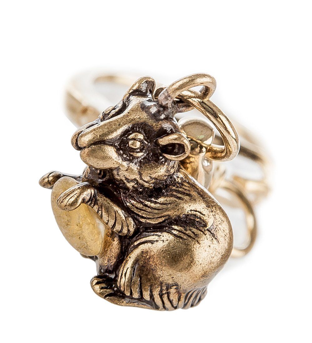 AM- 059 Брелок «Мышонок» (латунь, янтарь)