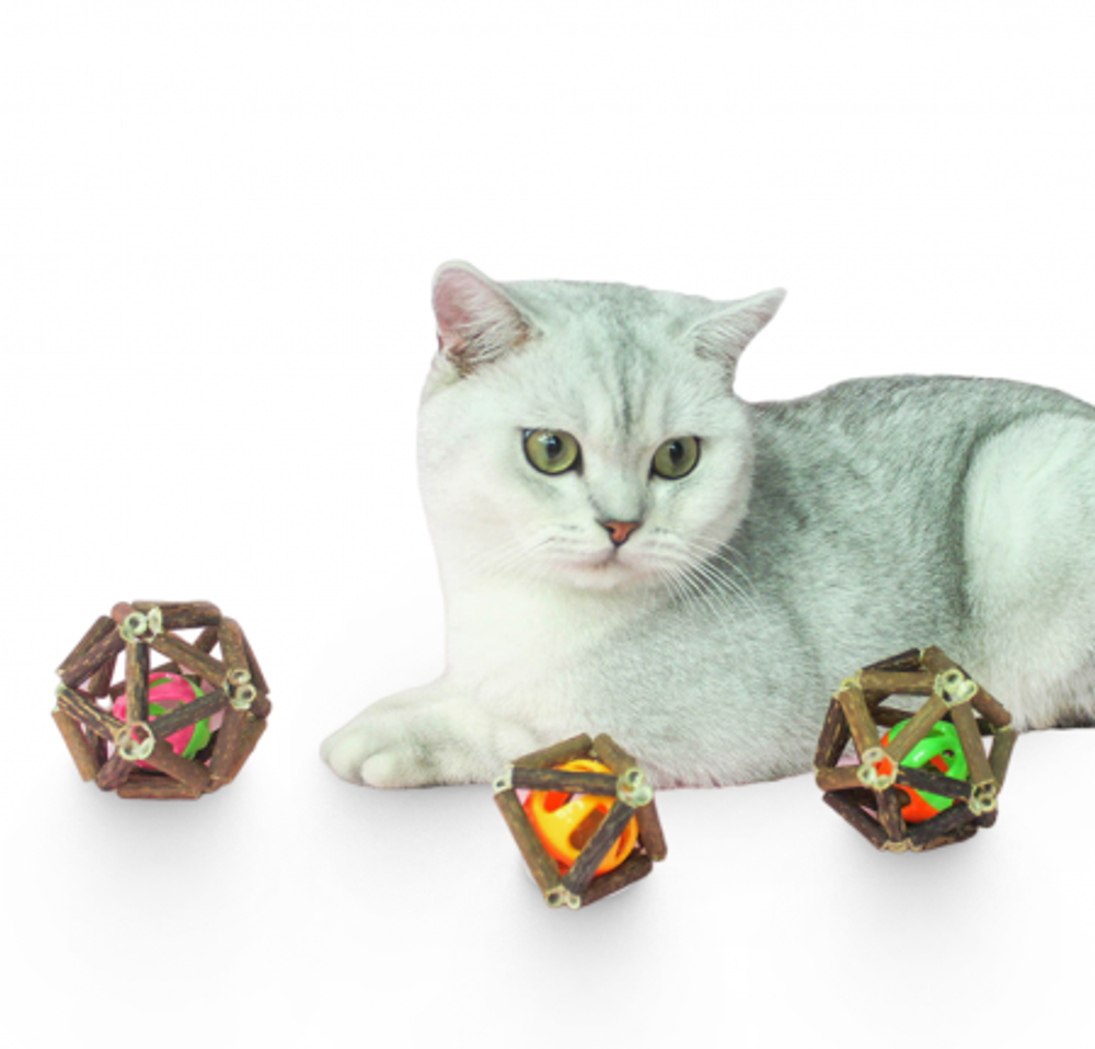 Игрушка для кошек Шарик для кошек из мататаби с мячиком ЧК 5,5см