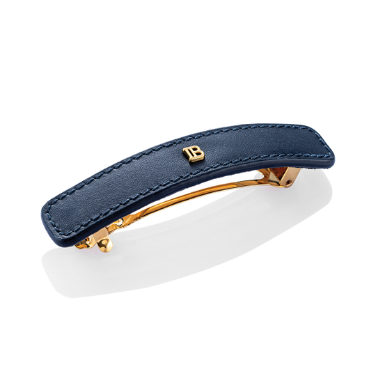 Balmain Hair Couture Заколка-автомат кожаная "Космический сапфир" Limited Edition Leather Barrette Cosmic Sapphire C4 25
