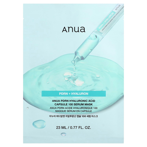 Anua, сыворотка и маска для лица с гиалуроновой кислотой, 100 шт., 1 шт., 23 мл (0,77 жидк. унции)