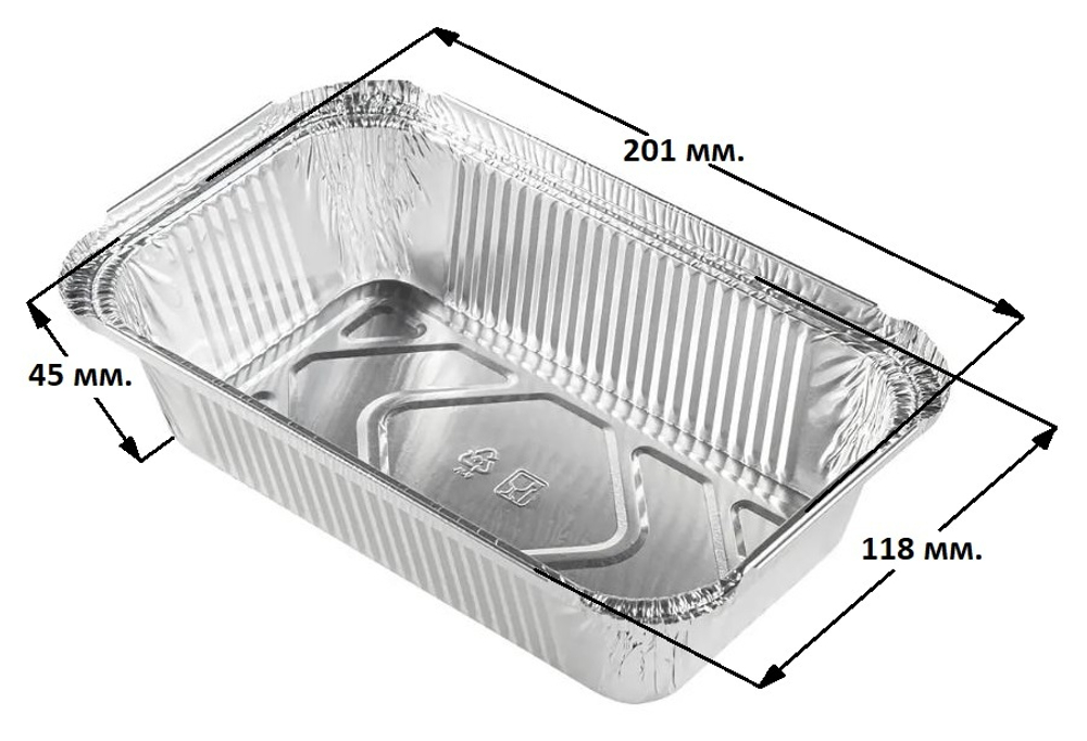 Форма алюминиевая 201*118*45 мм. 685 мл. (100/900 шт.) ГОРНИЦА 402-728