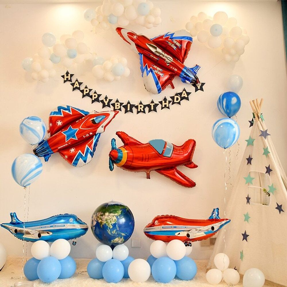 Шар (39"/99 см) Фигура, Самолет, Красный 1 шт.