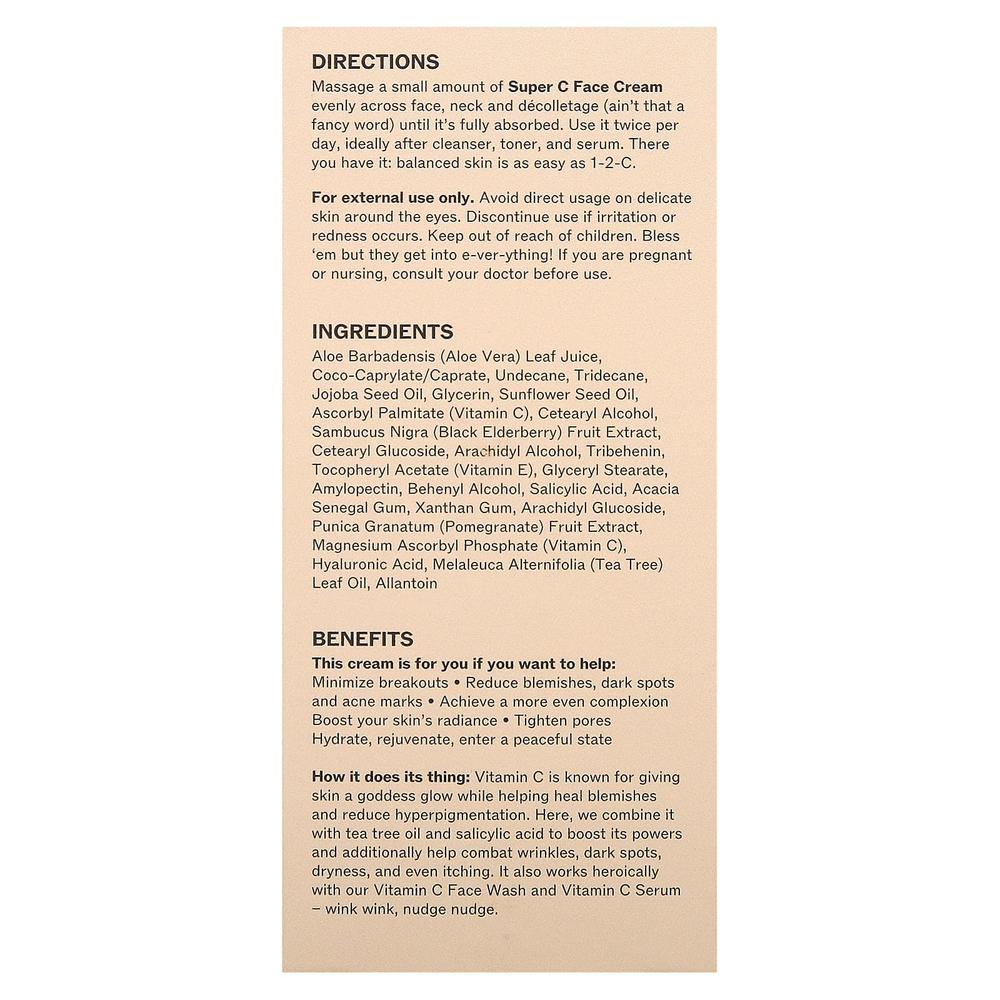 Lilyana Naturals, Крем для лица Super C, 48 г (1,7 унции)