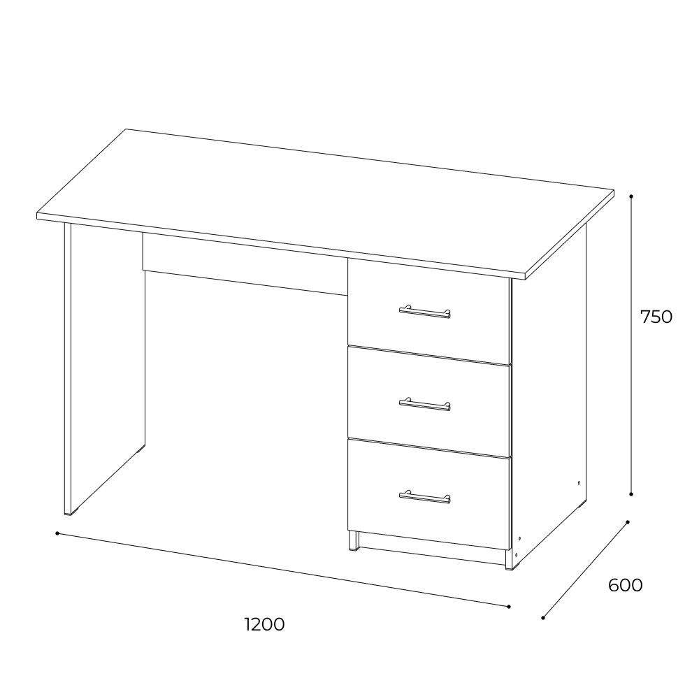 Стол письменный Сити-1, белый/дуб крафт