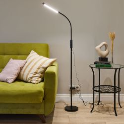 ULM-T619 10W-3000-6500K-DIM BLACK Торшер напольный светодиодный. 10W. с регулировкой наклона. Сенсорный выключатель. Диммер. Черный. ТМ Uniel