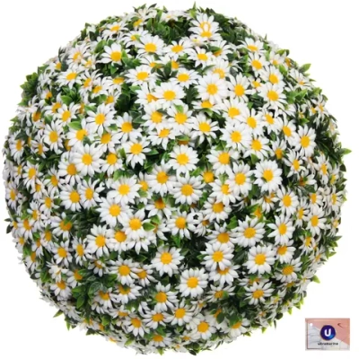 Искусственное растение шар «Самшит» цветы белые D-45см Ultramarine