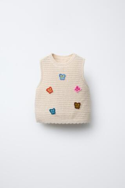 ZARA ВЯЗАНЫЙ ТОП, ЭКРЮ