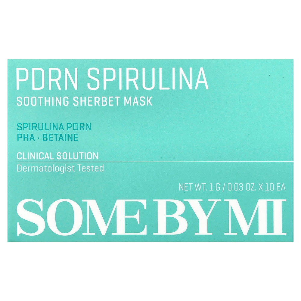 SOME BY MI, BDRN, спирулина, успокаивающая маска для лица с щербетом, 10 шт. по 1 г (0,03 унции)