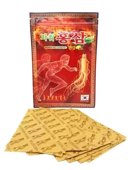 GOLD INSAM - ПЛАСТЫРЬ ДЛЯ ТЕЛА ПРОТИВОВОСПАЛИТЕЛЬНЫЙ С КРАСНЫМ ЖЕНЬШЕНЕМ POWER RED GINSENG PAD, 20 ШТ