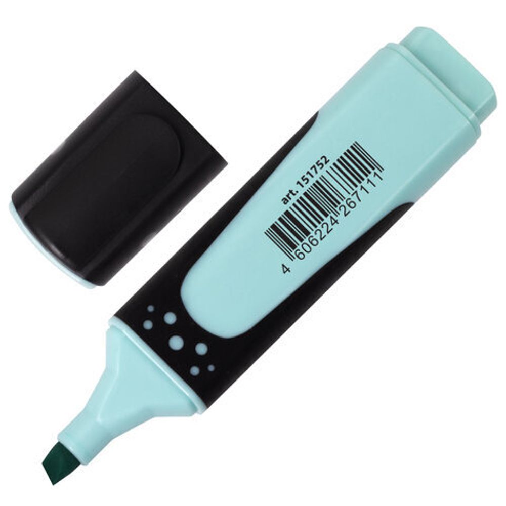 Текстовыделитель BRAUBERG "SUPER PASTEL", БИРЮЗОВЫЙ, прорезиненный корпус, линия 1-5 мм, 151752