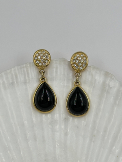 Серьги с чёрными вставками и кристаллами