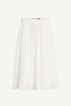 ZARA ЮБКА МИДИ СО СРЕДНЕЙ ТАЛИЕЙ, ЖЕЛТОВАТО-БЕЛЫЙ