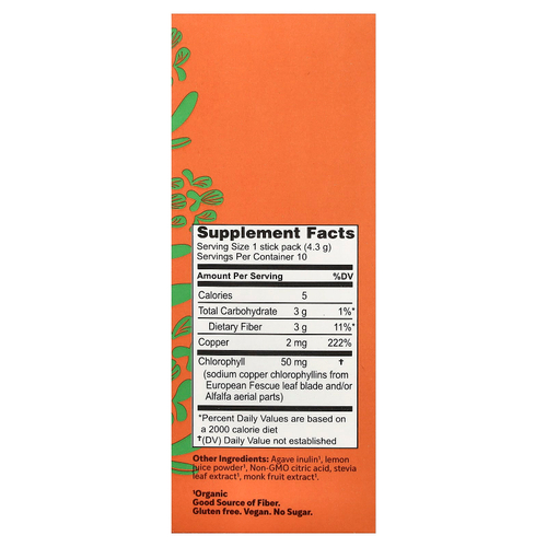 Herbs Etc., ChlorOxygen®, порошок из хлорофилла и клетчатки, со вкусом лимонада, 10 стик-пакетов по 4,3 г (0,15 унции)